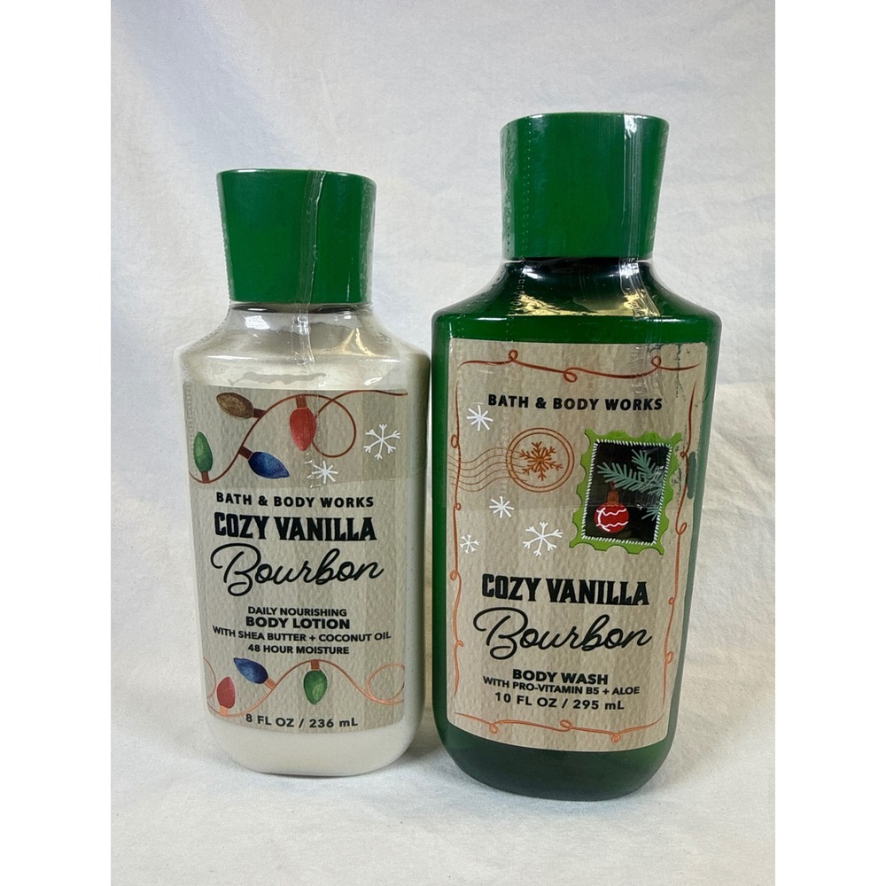 Bath & Body Works Cozy Vanilla Bourbon Body Lotion & Body Wash Set New Sealed
